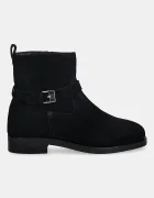 Tommy Hilfiger Велурени боти TH BUCKLE RIDING SUEDE BOOTIE в черно с равна подметка FW0FW09047