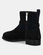 Tommy Hilfiger Велурени боти TH BUCKLE RIDING SUEDE BOOTIE в черно с равна подметка FW0FW09047