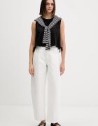 Tommy Jeans блуза дамска с лен черна с изчистена шарка DW0DW22779