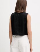 Tommy Jeans блуза дамска с лен черна с изчистена шарка DW0DW22779