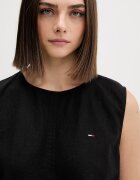 Tommy Jeans блуза дамска с лен черна с изчистена шарка DW0DW22779