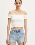 Tommy Jeans Блуза дамска в бяло с изчистен дизайн DW0DW20238