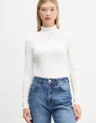 Tommy Jeans блуза с дълги ръкави дамска от памук бяла DW0DW19830