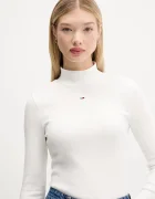 Tommy Jeans блуза с дълги ръкави дамска от памук бяла DW0DW19830