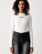 Tommy Jeans блуза с дълги ръкави дамска от памук с еластан бяла DW0DW23254