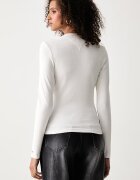 Tommy Jeans блуза с дълги ръкави дамска от памук с еластан бяла DW0DW23254