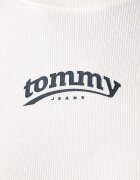 Tommy Jeans блуза с дълги ръкави дамска от памук с еластан бяла DW0DW23254