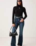 Tommy Jeans блуза с дълги ръкави дамска от памук с еластан черна DW0DW23251