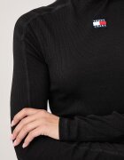 Tommy Jeans блуза с дълги ръкави дамска от памук с еластан черна DW0DW23251