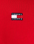 Tommy Jeans блуза с дълги ръкави дамска от памук с еластан червена DW0DW20178