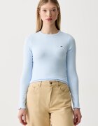 Tommy Jeans блуза с дълги ръкави дамска от памук с еластан синя DW0DW22783
