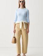 Tommy Jeans блуза с дълги ръкави дамска от памук с еластан синя DW0DW22783