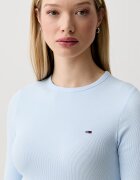 Tommy Jeans блуза с дълги ръкави дамска от памук с еластан синя DW0DW22783