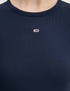 Tommy Jeans блуза с дълги ръкави дамска от памук с еластан тъмносиня DW0DW17387