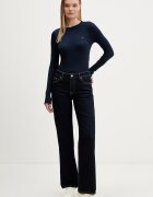 Tommy Jeans блуза с дълги ръкави дамска от памук с еластан тъмносиня DW0DW22783