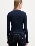 Tommy Jeans блуза с дълги ръкави дамска от памук с еластан тъмносиня DW0DW22783