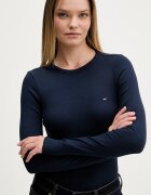 Tommy Jeans блуза с дълги ръкави дамска от памук с еластан тъмносиня DW0DW22783