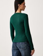 Tommy Jeans блуза с дълги ръкави дамска от памук с еластан зелена DW0DW17387