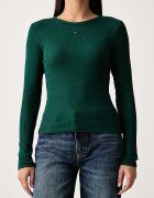 Tommy Jeans блуза с дълги ръкави дамска от памук с еластан зелена DW0DW17387