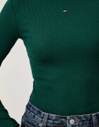 Tommy Jeans блуза с дълги ръкави дамска от памук с еластан зелена DW0DW17387