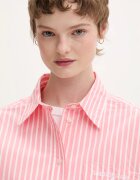 Tommy Jeans Блуза тип риза дамска памучна Розова на райе DW0DW22218