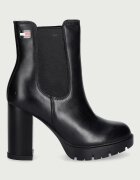 Tommy Jeans боти дамски от кожа TJW CHELSEA HIGH HEEL BOOTS черни EN0EN03112