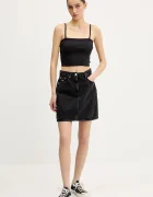 Tommy Jeans Дънкова пола в черно къса със стандартна кройка DW0DW21275