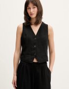 Tommy Jeans елек дамски с добавен лен черен DW0DW22223