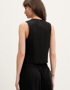 Tommy Jeans елек дамски с добавен лен черен DW0DW22223