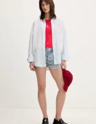 Tommy Jeans къс панталон дамски от деним син с висока талия DW0DW22397