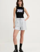 Tommy Jeans Къс панталон с лен в синьо с десен с висока талия DW0DW20360