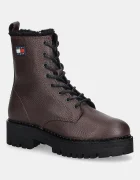 Tommy Jeans Кожени боти TJW URBAN LACEUP BOOT WL в кафяво с платформа с изолация EN0EN02906