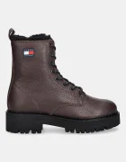 Tommy Jeans Кожени боти TJW URBAN LACEUP BOOT WL в кафяво с платформа с изолация EN0EN02906
