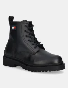 Tommy Jeans Кожени обувки TJM LACE UP RUBBERIZED мъжки в черно EM0EM01628