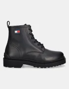 Tommy Jeans Кожени обувки TJM LACE UP RUBBERIZED мъжки в черно EM0EM01628