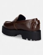 Tommy Jeans мокасини дамски кожени ARCHIVE '01 LEATHER LOAFER кафяви EN0EN03022