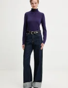 Tommy Jeans Памучен пуловер в лилаво от лека материя с поло DW0DW21672