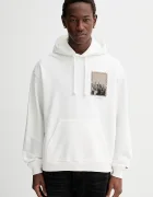 Tommy Jeans Памучен суичър мъжки в бежово с качулка с принт DM0DM22090