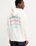 Tommy Jeans Памучен суичър мъжки в бежово с качулка с принт DM0DM22365