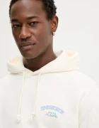 Tommy Jeans Памучен суичър мъжки в бежово с качулка с принт DM0DM22365