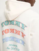 Tommy Jeans Памучен суичър мъжки в бежово с качулка с принт DM0DM22365