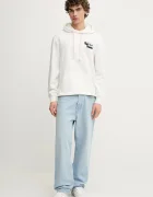 Tommy Jeans Памучен суичър мъжки в бяло с качулка с принт DM0DM21625