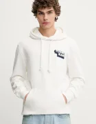 Tommy Jeans Памучен суичър мъжки в бяло с качулка с принт DM0DM21625