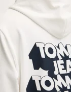 Tommy Jeans Памучен суичър мъжки в бяло с качулка с принт DM0DM21625