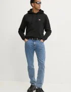 Tommy Jeans Памучен суичър мъжки в черно с качулка с изчистен дизайн DM0DM20258