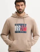 Tommy Jeans Памучен суичър мъжки в кафяво с качулка с принт DM0DM22092