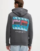 Tommy Jeans Памучен суичър мъжки в сиво с качулка с принт DM0DM22077