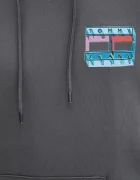 Tommy Jeans Памучен суичър мъжки в сиво с качулка с принт DM0DM22077