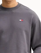 Tommy Jeans Памучен суичър мъжки в сиво с меланжов десен DN0DN00054