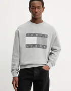 Tommy Jeans Памучен суичър мъжки в сиво с принт DM0DM22384